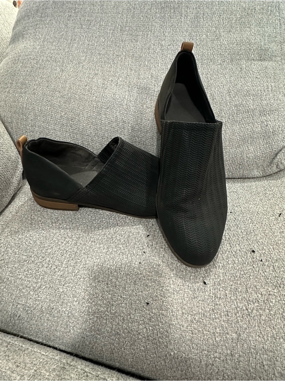 Dr. Scholl's Black D'Orsay Slip-On Flats with Brown Heel Tab